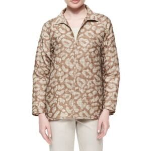 Lafayette 148 Jacket Size S‎ Zineb Topper Animal Print Lightweight Neutral Beige